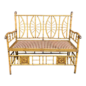 Early 1900’s Victorian Burnt Bamboo Settee