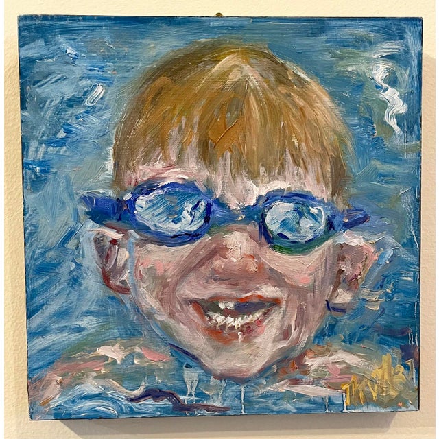 "Pool Boy", Contemporary, Original Oil Painting, Beach House Art For Sale - Image 4 of 5