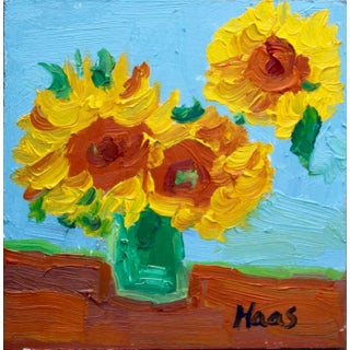 Sunflowers Expressionist Study in Oil - Grandmillennial Decor For Sale