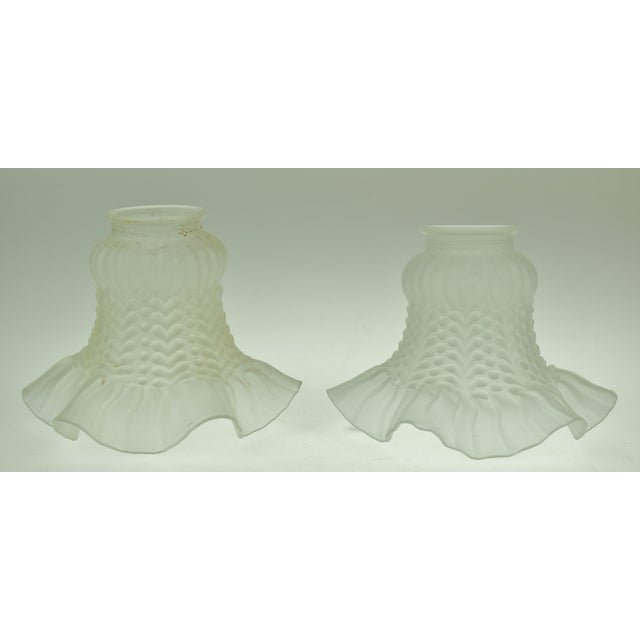Vintage Victorian Style Ruffled Tulip Glass Lamp Shades a Pair Chairish