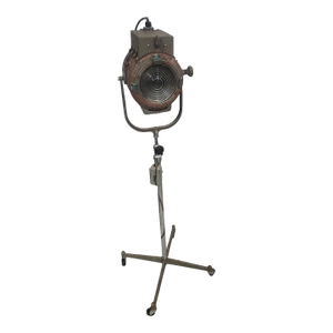 Mid 20th Century Industrial Ward Leonard Fresnel Stage Light Floor Lamp on Rolling Stand