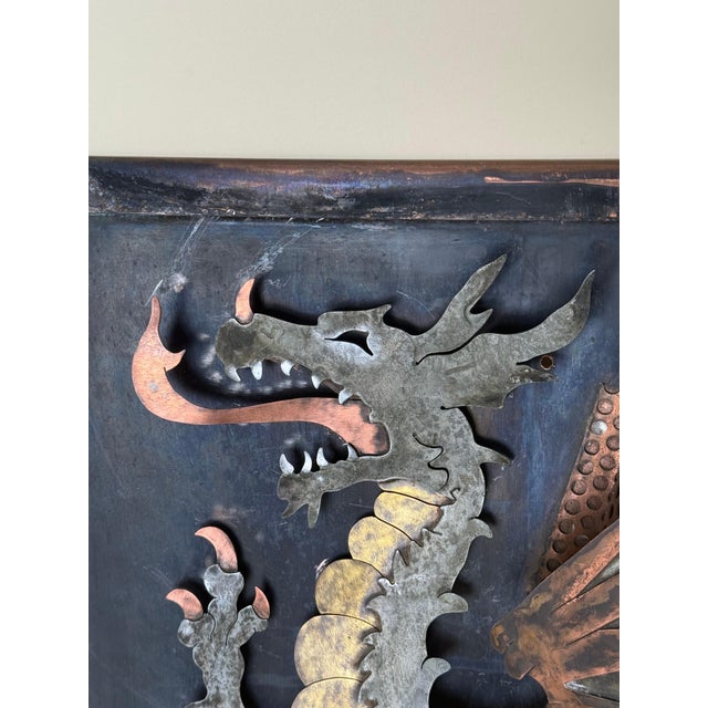 1970s Sculptural Dragon Wall Light in Mixed Metals and Oxidized Copper by Mathieu Matégot, 1970s For Sale - Image 5 of 17