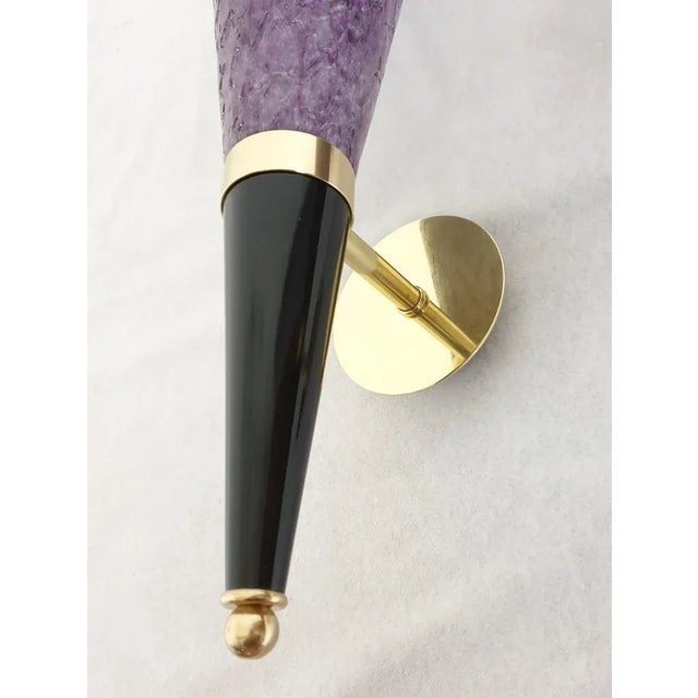 Lavender Purple Murano Glass Sconces, Signed Mila Schon Italy 1970s For Sale - Image 8 of 12