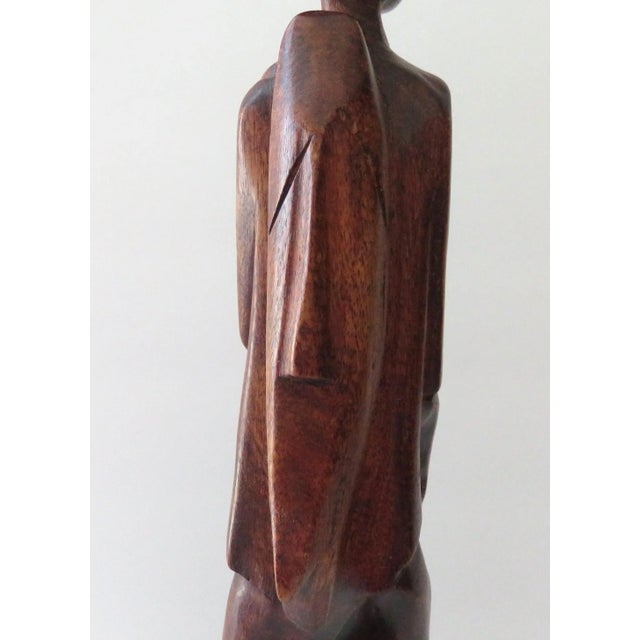 Brown Late 20th Century Hand-Carved Wooden African Tribal Hunter Statue For Sale - Image 8 of 11