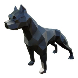 Geometric Pit Bull Sculpture in Graphite Gray - Large Modern Low Poly Steel Dog Statue, Contemporary Floor Art, Ready to Ship Usa For Sale