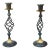 Mid 20th Century Handcrafted Americana Brass Candleholders- S/2 For Sale