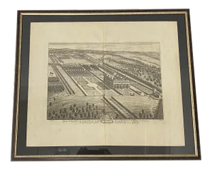 Early 18th Century Engraving "Birdseye View of Grand Country House at Hamstead Marshall" C.1924