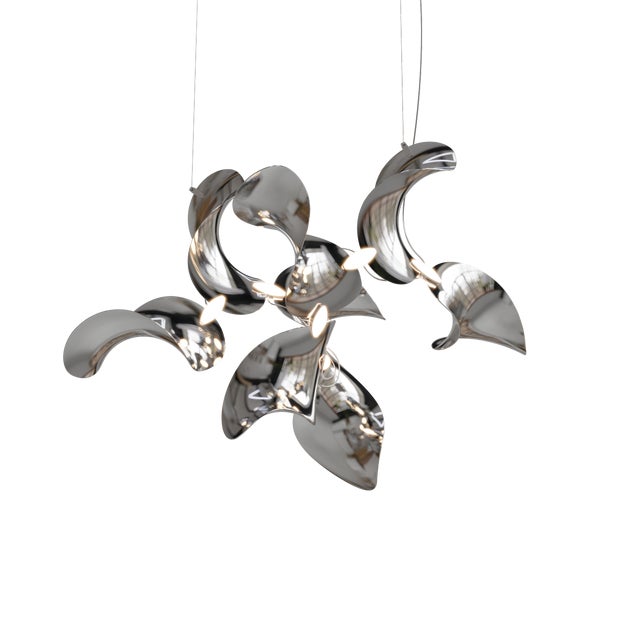 Dune 8 Cluster Pendant Light with Silver Polished Shades by Daniel Becker For Sale - Image 6 of 6