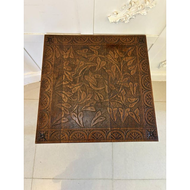 Antique Victorian Carved Oak Table, 1880 For Sale - Image 6 of 11