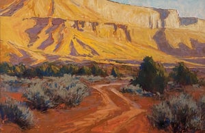 Road to Castle Valley by Lorenzo Chavez | Pastel Landscape with a dirt road and mountains