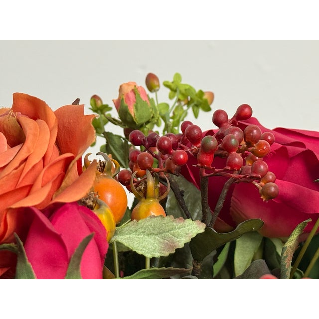 Classical Faux Rose + Fruit Floral Arrangement For Sale In San Francisco - Image 6 of 12