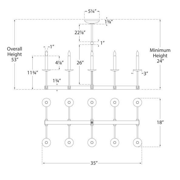 Visual Comfort Chapman & Myers for Visual Comfort Signature Linear Branched Chandelier in Hand-Rubbed Antique Brass For Sale - Image 4 of 4