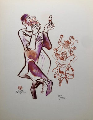 William Gropper, Jewish Shtetl Klezmer Wedding Tanz Judaica Lithograph WPA Yiddish Social Realist