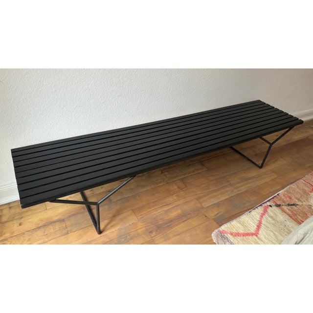 Vintage Black Model 400 Bench attributed to Harry Bertoia for Knoll International For Sale - Image 9 of 13