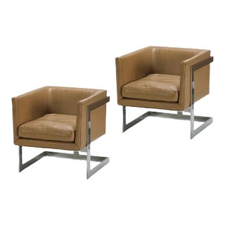 Thayer Coggin "T-Back Chairs" by Milo Baughman - A Pair For Sale