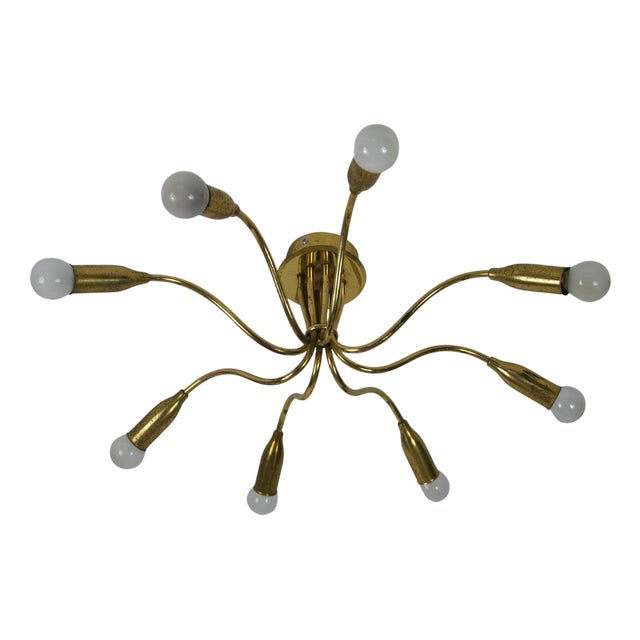Mid-Century Brass Sputnik Chandelier, Germany, 1950s For Sale