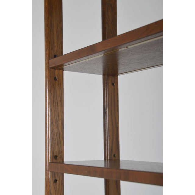 Brown Danish Freestanding Wall Rack with Brass Accents, 1960s For Sale - Image 8 of 9