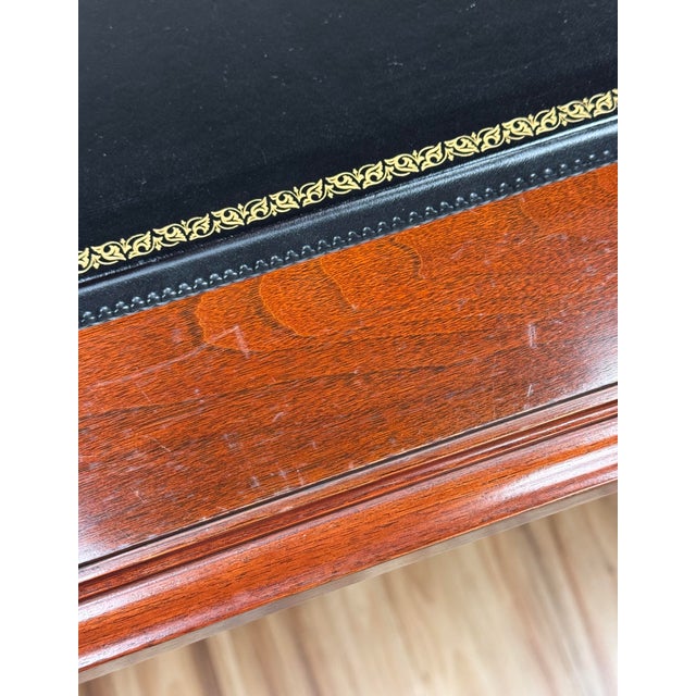 Vintage Kimball Leather Top Solid Wood Executive Desk For Sale - Image 17 of 18