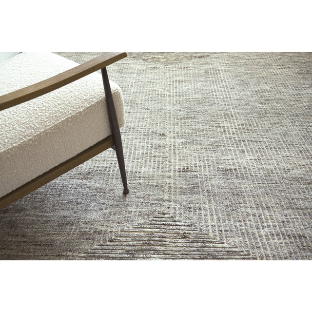Exquisite Rugs Crescent Hand-Knotted New Zealand Wool Gray Rug-12'X15' For Sale In Los Angeles - Image 6 of 7