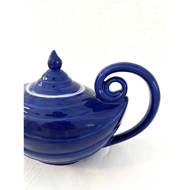Mid-Century Modern Mid-Century Cobalt Blue Hall Alladin Teapot For Sale - Image 3 of 7