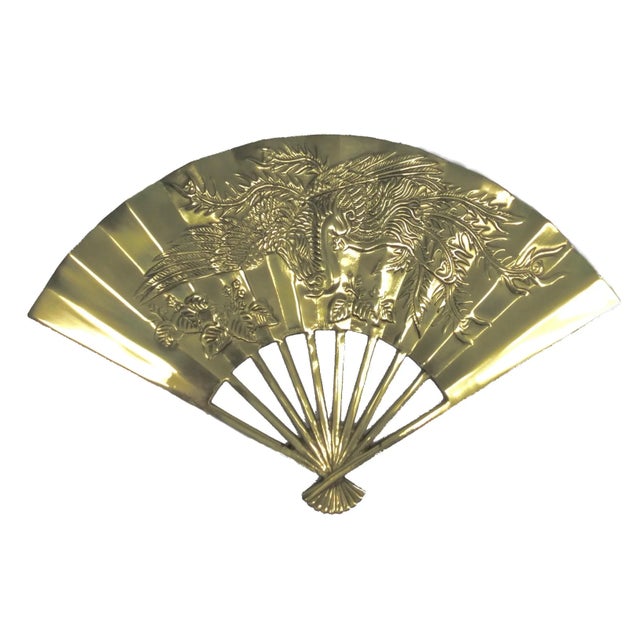 Vintage Carved Solid Brass Fan Wall Art For Sale - Image 13 of 13