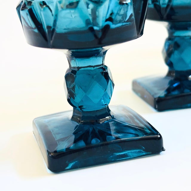 Vintage Blue Wine Goblets - "Park Lane" by Colony - Set of 4, 1970s For Sale In San Francisco - Image 6 of 8