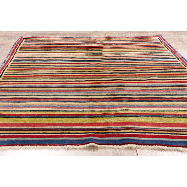 Vintage Persian Gabbeh Rug, 04'07 X 06'05 For Sale - Image 9 of 10