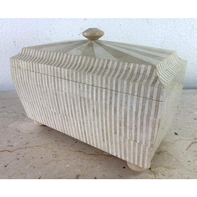 Large Handcrafted Travertine Dresser Box After Maitland Smith For Sale - Image 10 of 10