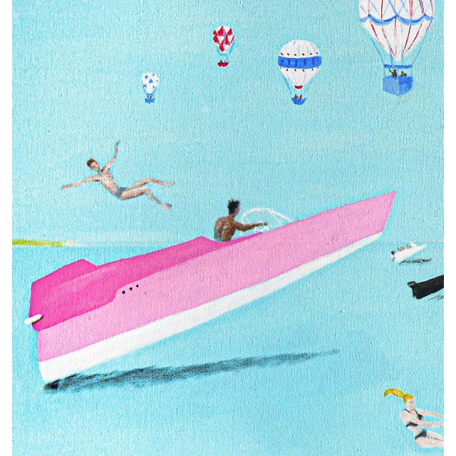 Scott Woodard "Regatta of Sorts" Pastel Blue and Pink Abstract Contemporary Landscape Painting, 2022 For Sale - Image 9 of 11
