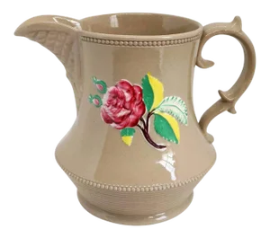 English Georgian Drabware Pottery Floral Pitcher