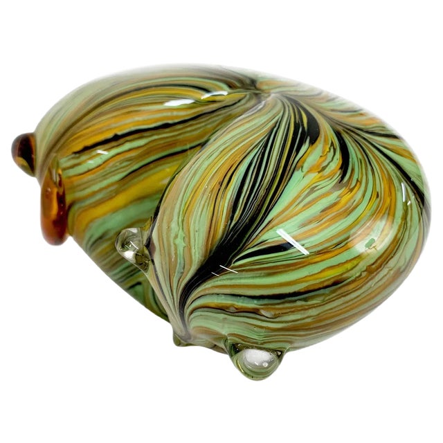 Mid-Century Italian Multicolored Murano Glass Cat Sculpture, 1970s For Sale