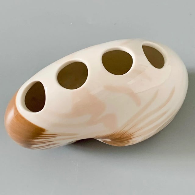 Vintage Coastal Decor Nautilus Shell Sculptural Ceramic Bud Vase For Sale - Image 4 of 6
