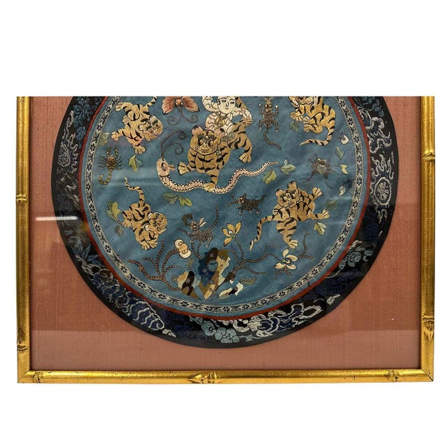 Asian Framed Antique Chinese Qing Dynasty Embroidery 24lp126 For Sale - Image 3 of 8