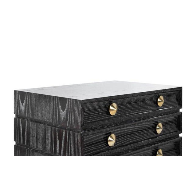 Black Stamford Modern's Stacked Bedside Tables in Black Ceruse - a Pair For Sale - Image 8 of 12