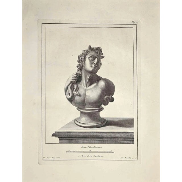Ancient roman bust, from the series "antiquities of herculaneum exposed", is an original etching realized by nicola...