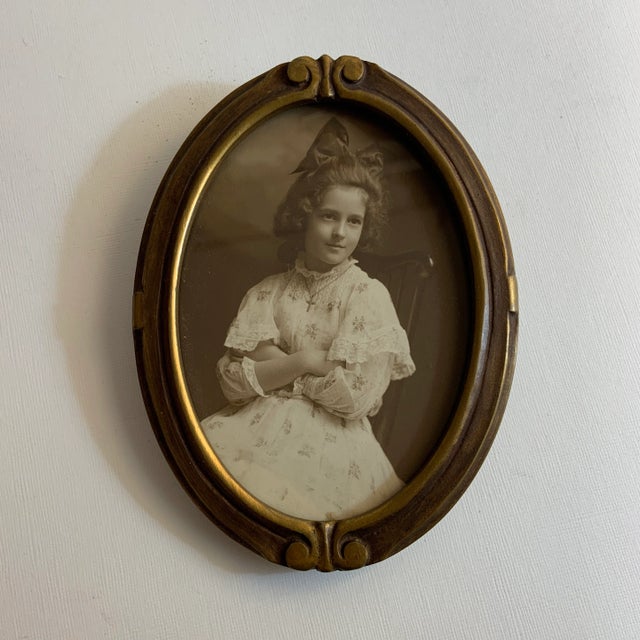 1960s 1960s Girl With Hair Bow in Art Deco Style Frame For Sale - Image 5 of 5