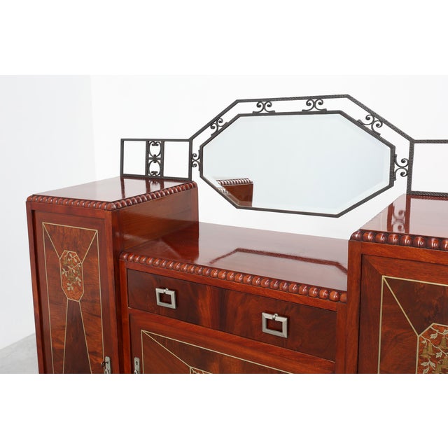 Art Deco Marquetry Cabinet from De Coene Freres, Belgium, 1920s For Sale - Image 15 of 18