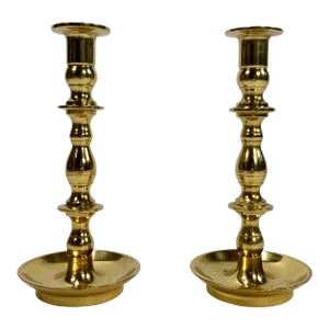 Vintage Brass Baldwin Style Candlestick Holders, a Pair