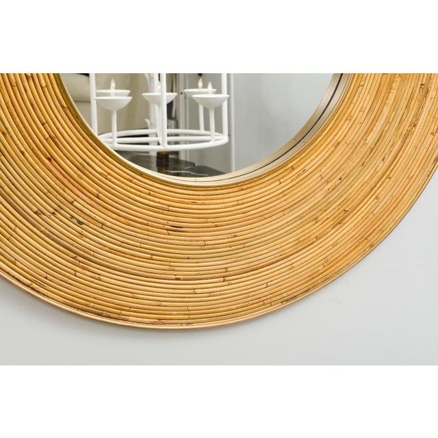 Contemporary Italian Circular Rattan Mirror For Sale In New York - Image 6 of 9