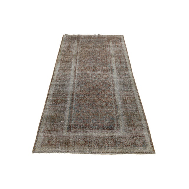 Contemporary Antique Malayer Hand-Knotted Wool Accent Rug With Worn Distressed Patina For Sale - Image 3 of 7