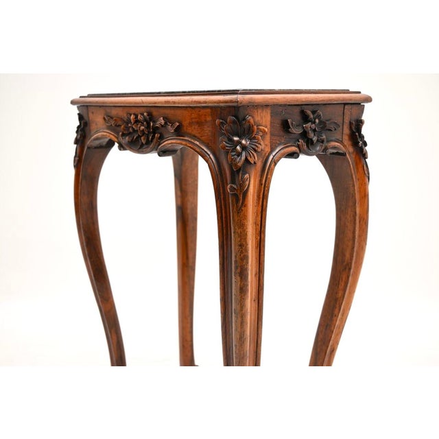 Antique Side Table with Carved Marble Top, 1840 For Sale - Image 9 of 11