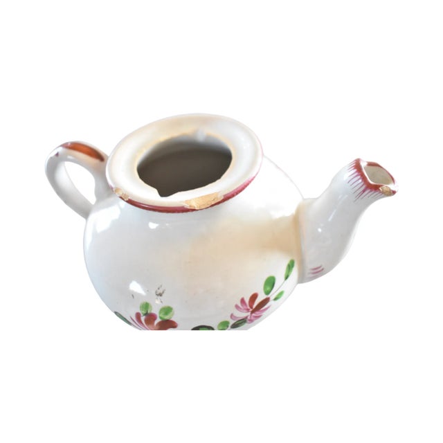 Antique French Faience St. Clements Luneville Teapot For Sale - Image 9 of 12