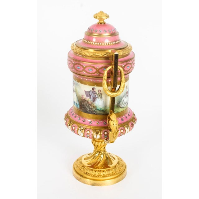 19th Century French Ormolu Mounted Pink Sevres Lidded Vases, Set of 2 For Sale - Image 10 of 18