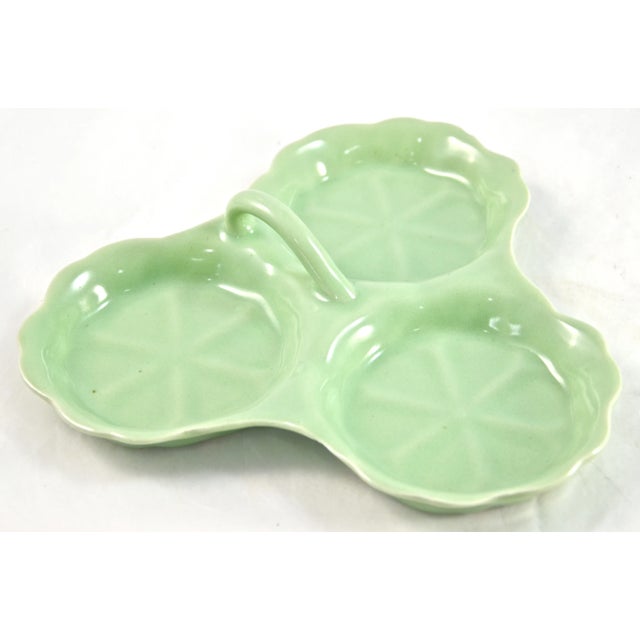 Chinoiserie Green Celadon Lotus Divided Dish For Sale - Image 3 of 4