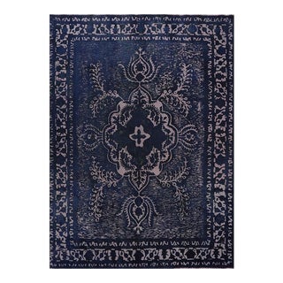 1980s Vintage Persian Navy and Purple Area Rug 9'4" X 12'10" For Sale