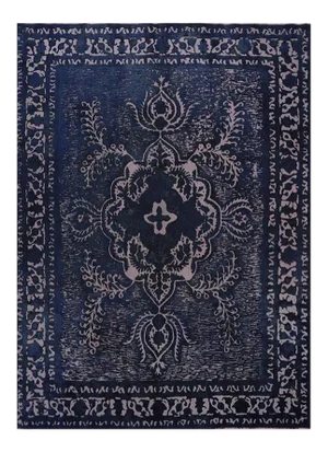 1980s Vintage Persian Navy and Purple Area Rug 9'4" X 12'10"