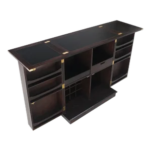 Fold Away Flip Top Bar Wine Rack Liquor Custom Cabinet Ebonized Oak