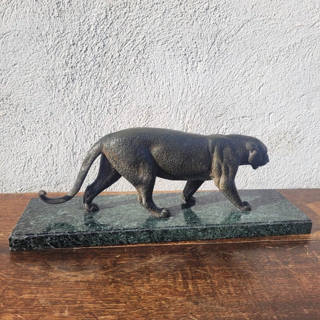 20th Century Art Deco Bronze & Marble Panther, 1920s For Sale - Image 15 of 18