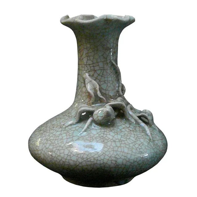 Chinese Celadon Crackle Ceramic Vase For Sale - Image 5 of 5