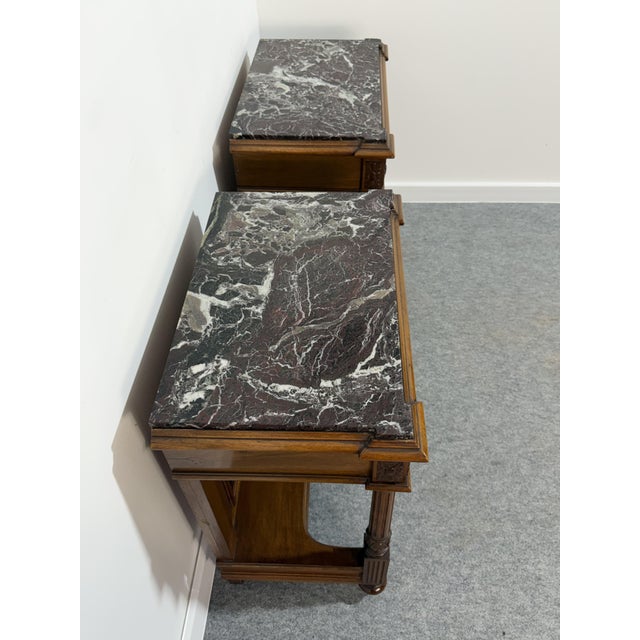 Vintage Italian Bedside Tables with Marble Top, 1940, Set of 2 For Sale - Image 6 of 18